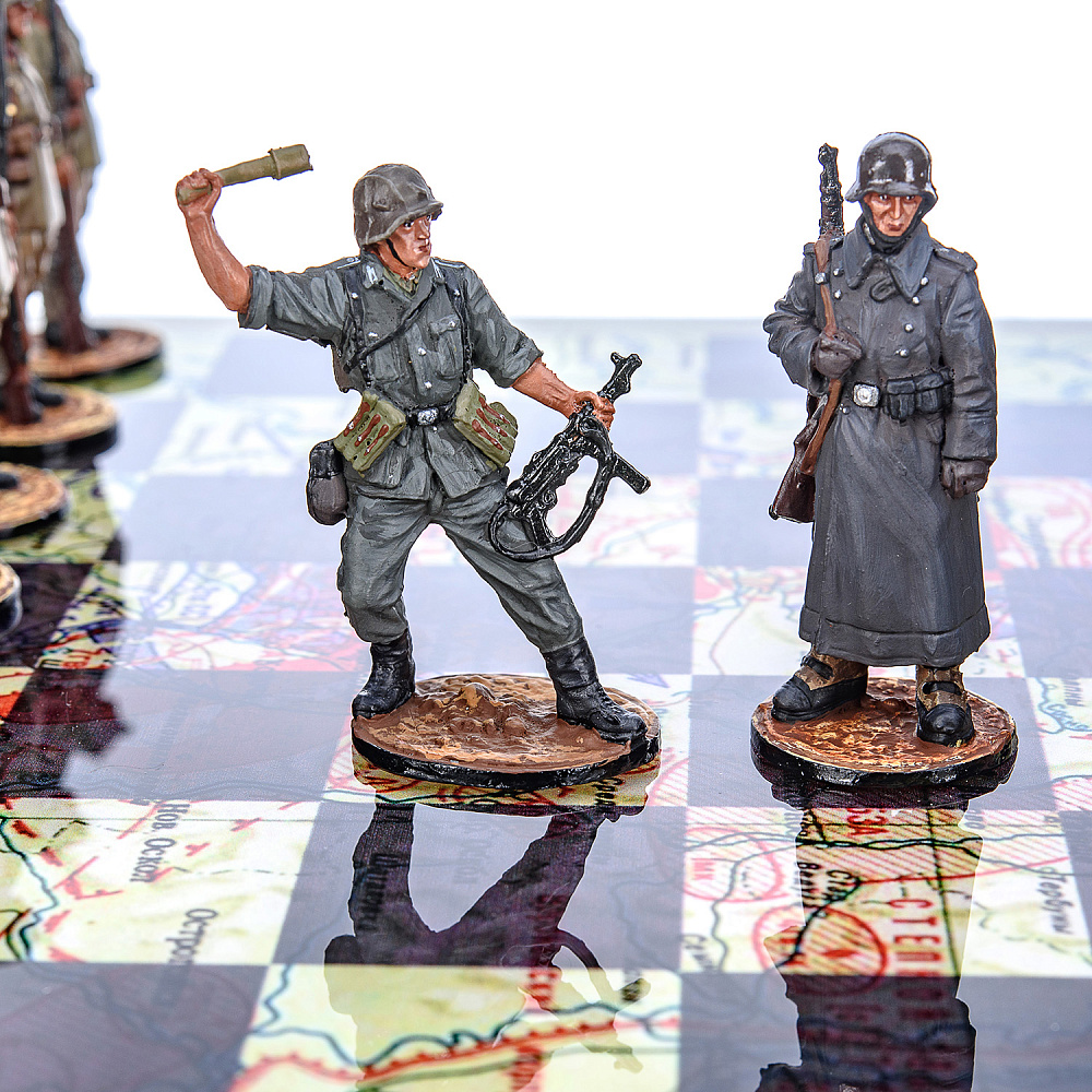 Шахматы коллекционные с фигурами из олова «Вторая Мировая война» 34х34 см - интернет магазин Русь Велика я фото 6