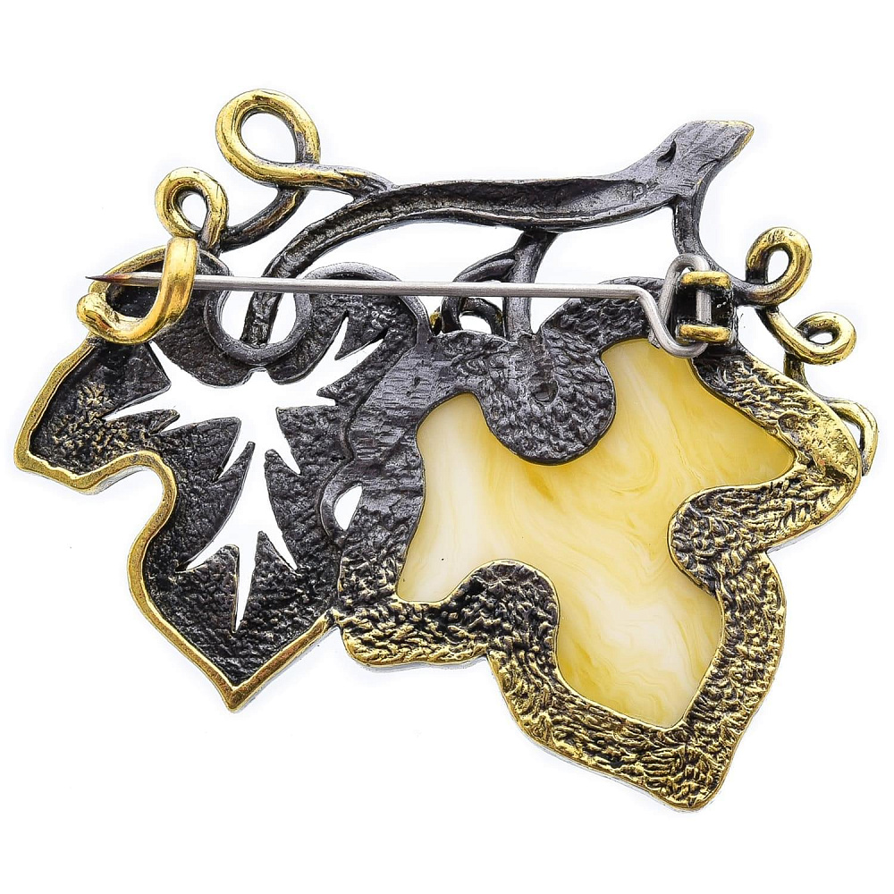 0051103/2204.4 Брошь Листики Винограда (белый) - интернет магазин Русь Велика я фото 1