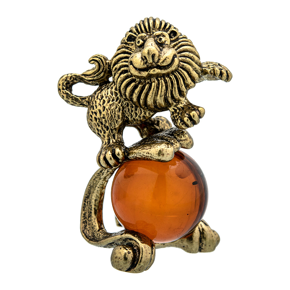 Статуэтка с янтарем «Лев» - интернет магазин Русь Велика я 