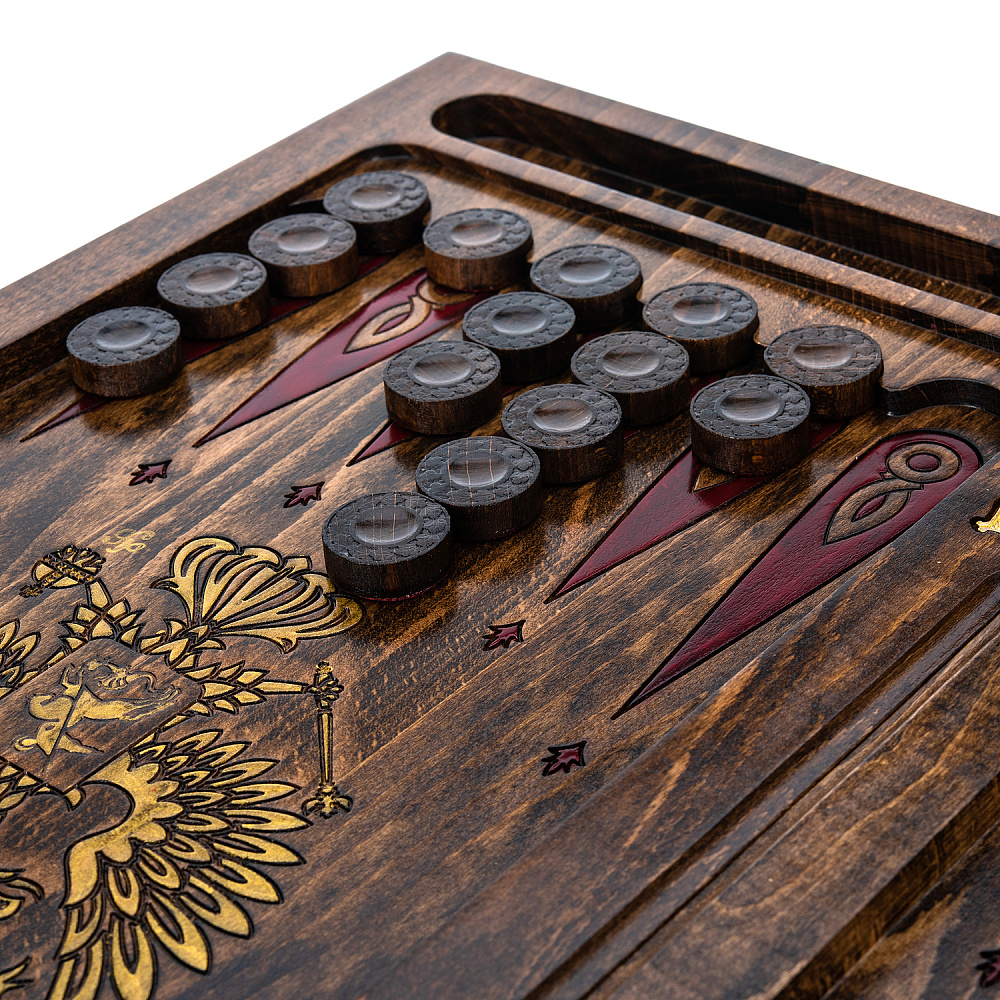 Нарды деревянные резные со столиком «Герб РФ» 60х30 см - интернет магазин Русь Велика я фото 6