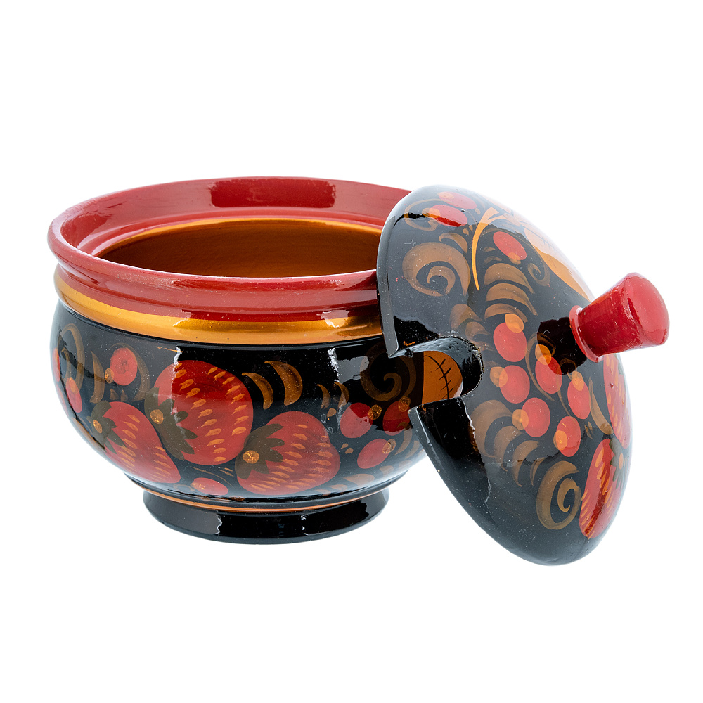 Сахарница «Клубника». Хохлома - интернет магазин Русь Велика я фото 1