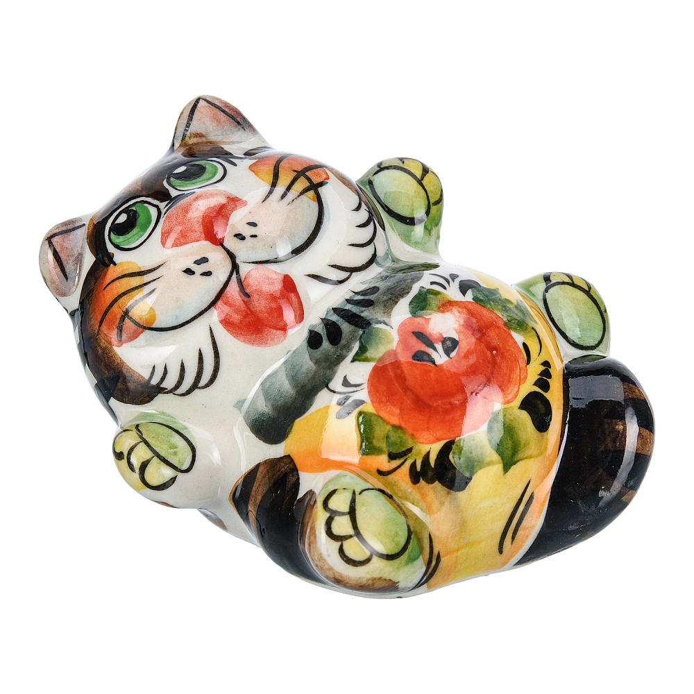 Статуэтка «Кот». Гжель в цвете - интернет магазин Русь Велика я 