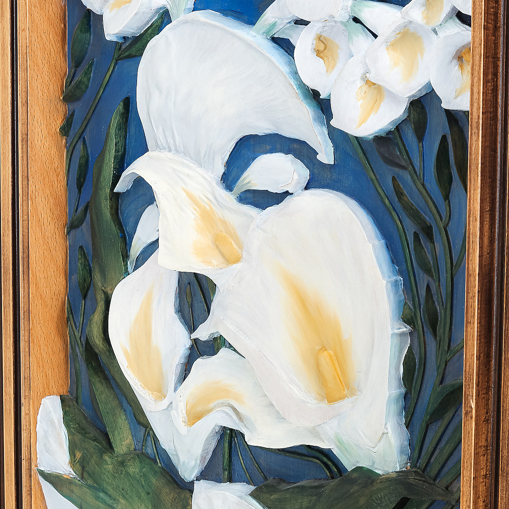 Панно из дерева «Девушка с цветами» 83х56 см - интернет магазин Русь Велика я фото 3