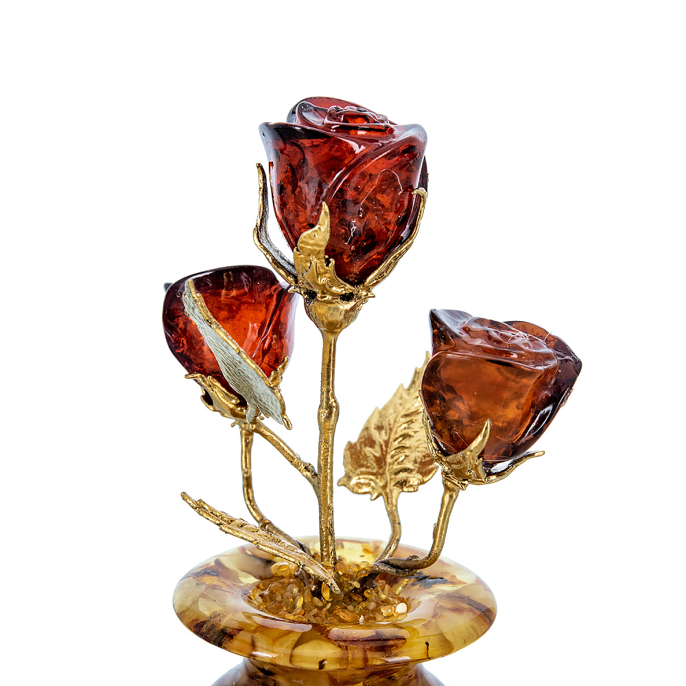 Янтарная композиция «Цветочная ваза. Три бутона» - интернет магазин Русь Велика я фото 3