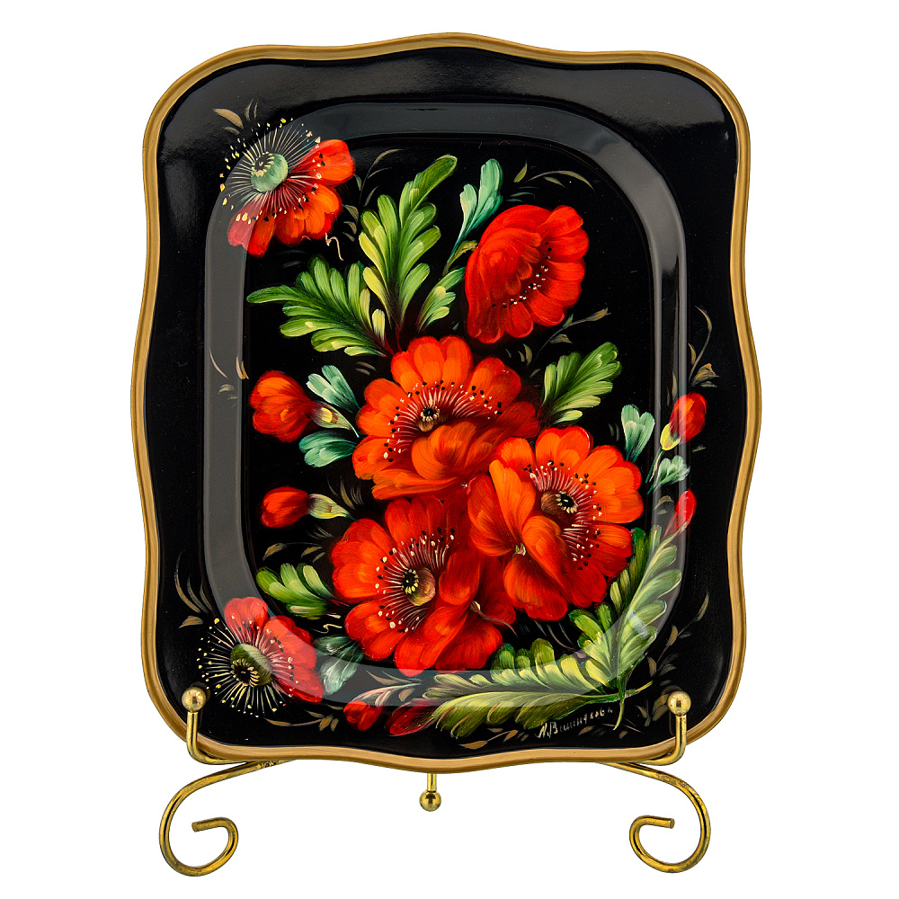 Поднос с авторской росписью 24х20 см - интернет магазин Русь Велика я 