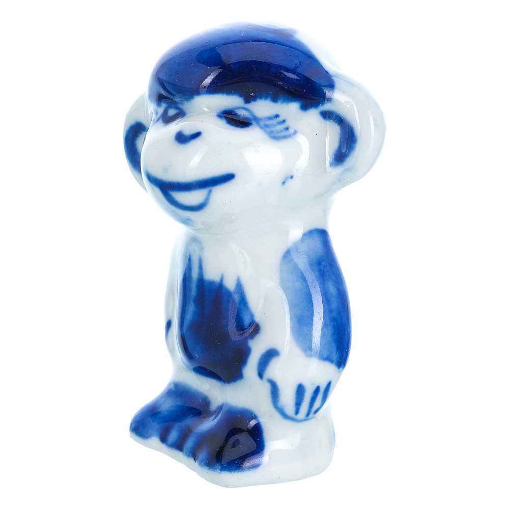 Статуэтка «Обезьяна». Гжель - интернет магазин Русь Велика я фото 1