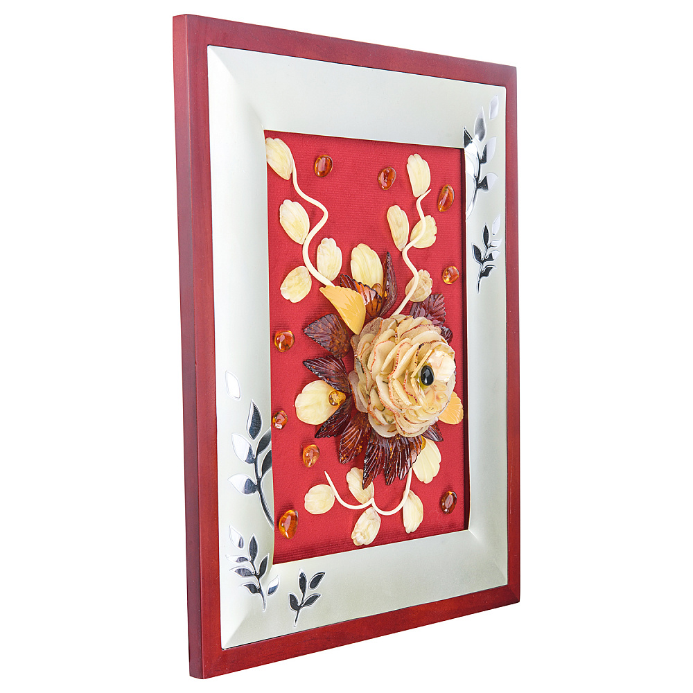 Настольное янтарное панно «Цветы» 29х24 см - интернет магазин Русь Велика я фото 1