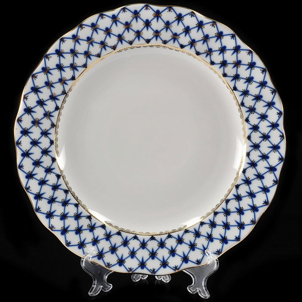 Тарелка мелкая «Кобальтовая сетка» форма «Тюльпан» ИФЗ - интернет магазин Русь Велика я 