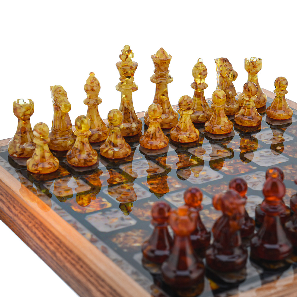 Шахматы с янтарными фигурами 28х28 см - интернет магазин Русь Велика я фото 5