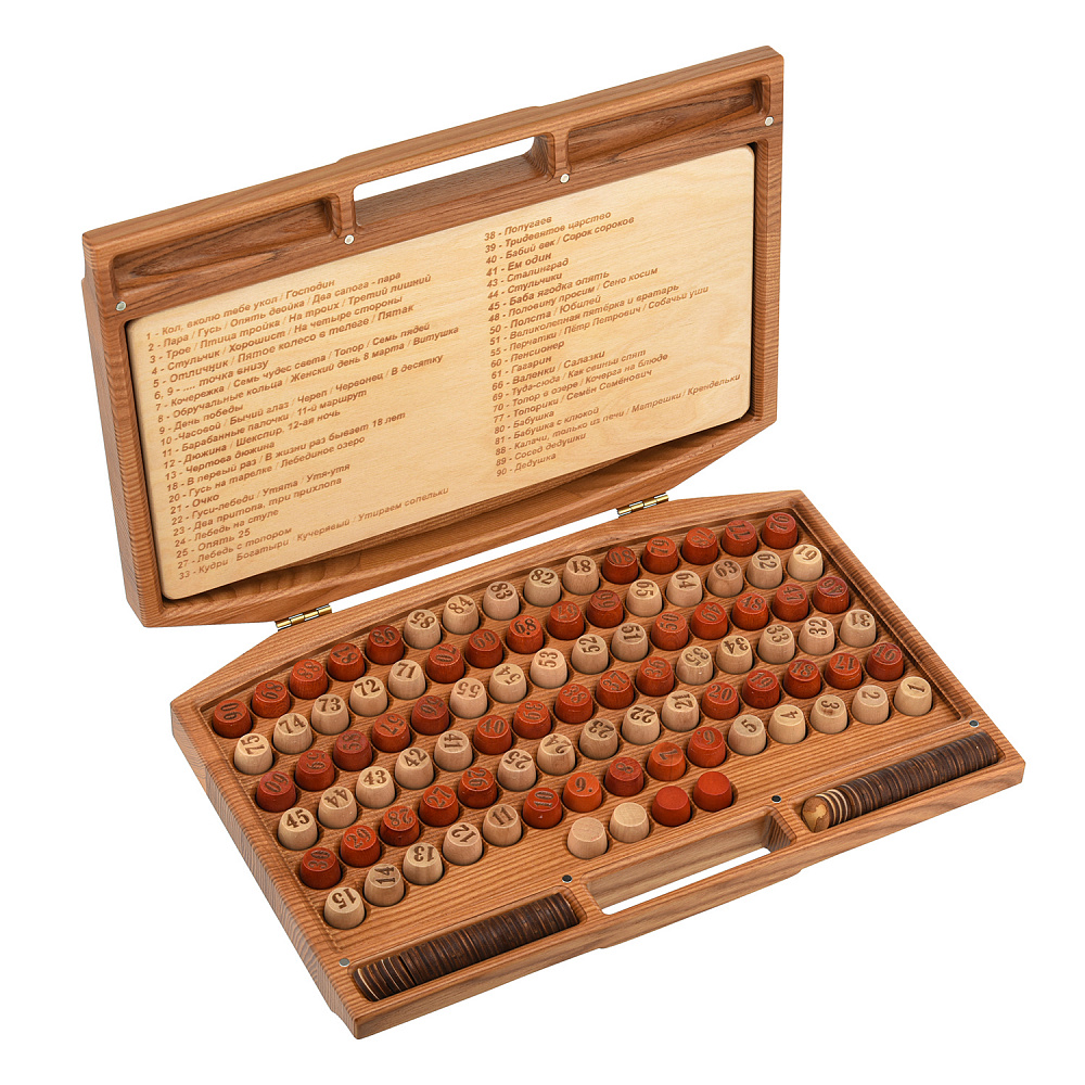 Русское лото «Герб РФ» в резном чемоданчике из ясеня - интернет магазин Русь Велика я 