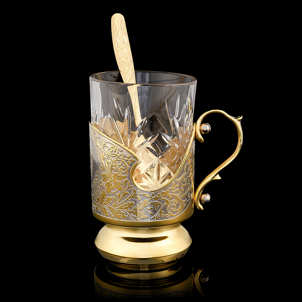 Подстаканник с ложечкой «Герб ФСБ». Златоуст - интернет магазин Русь Велика я фото 1