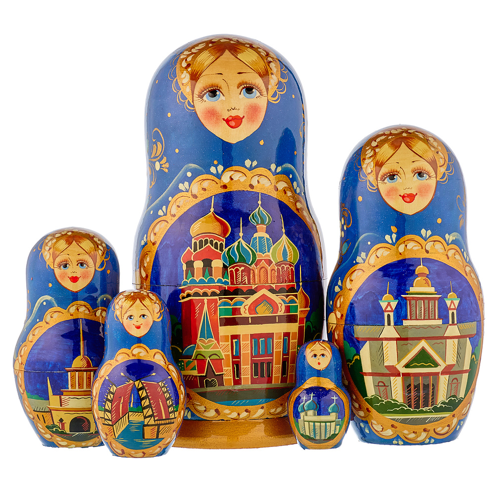Матрешка «Санкт-Петербург. Спас на Крови» 5 мест - интернет магазин Русь Велика я 