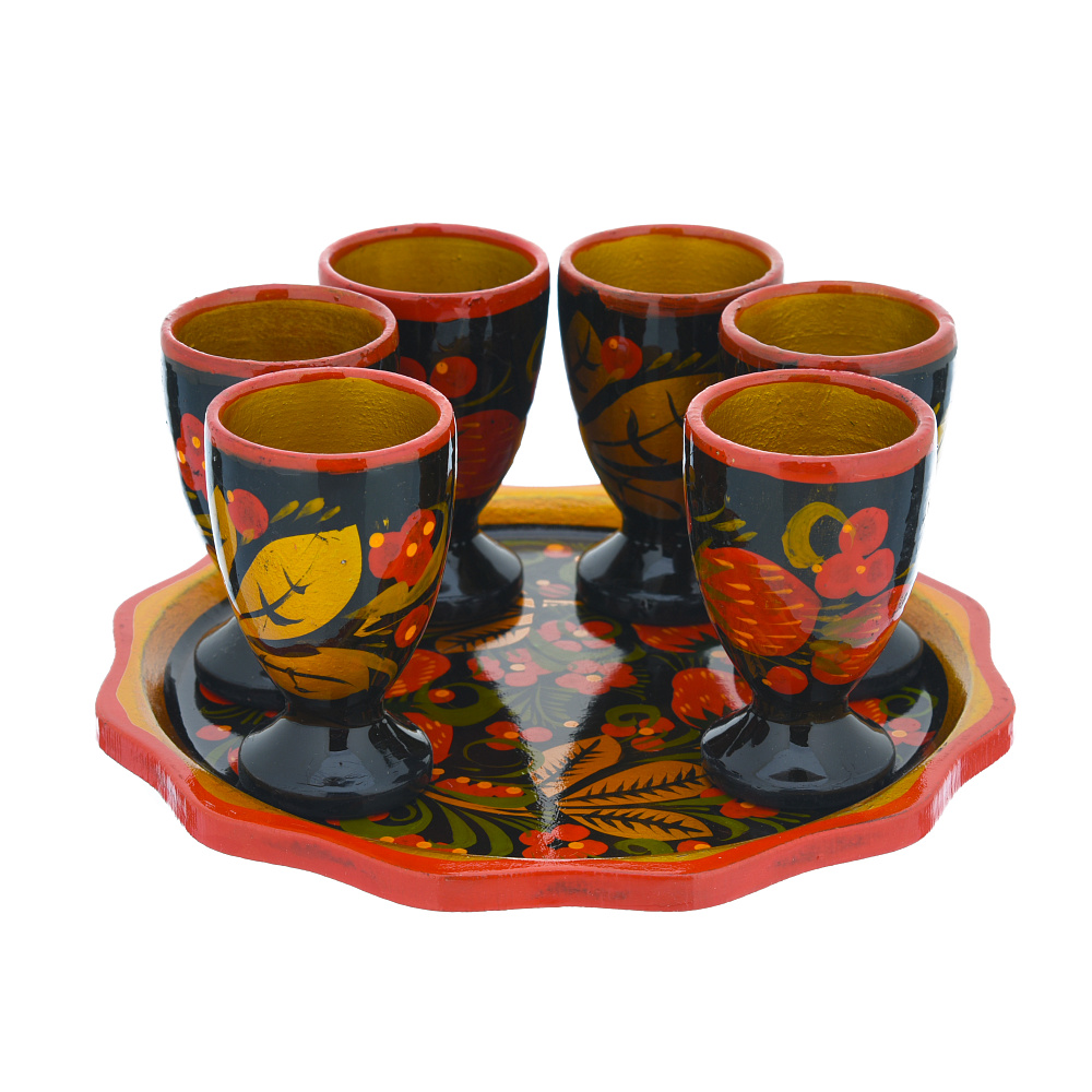 Питейный набор на 6 персон «Водочный». Хохлома - интернет магазин Русь Велика я фото 1