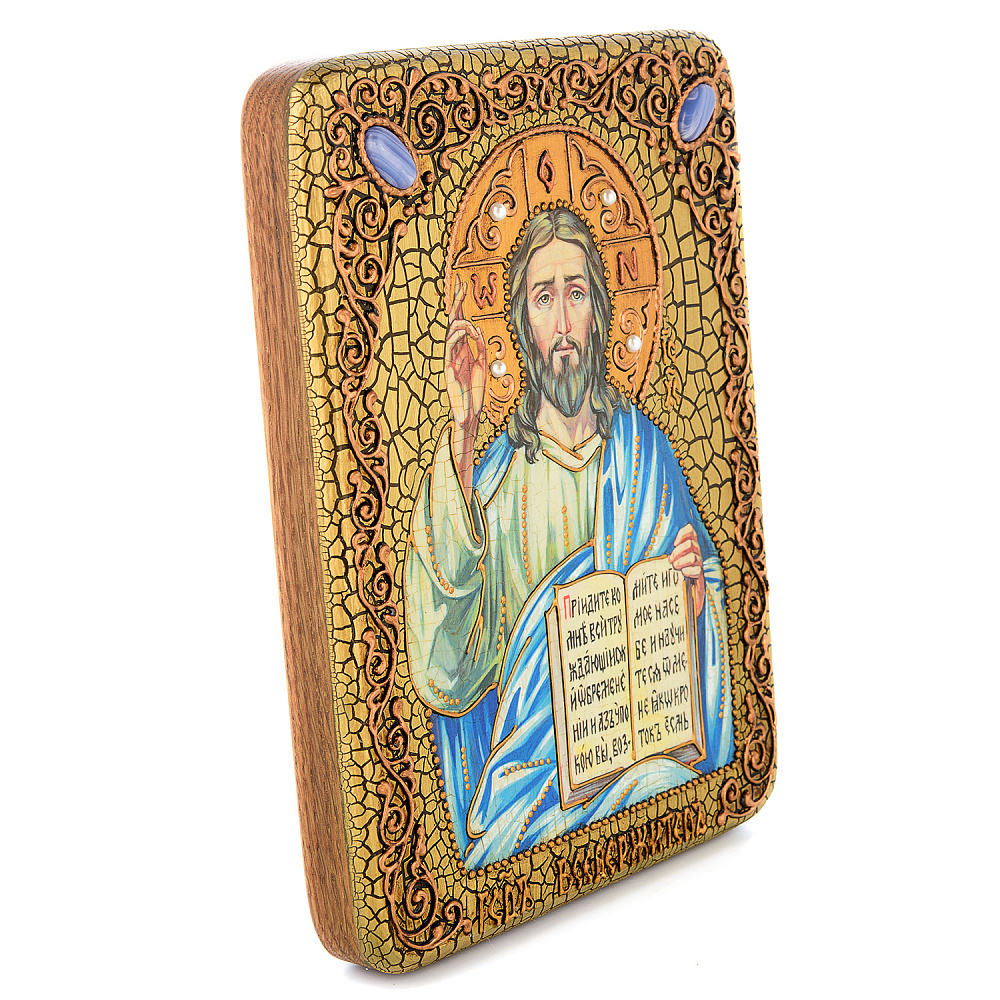 Икона из мореного дуба «Господь Вседержитель» 15х20 см - интернет магазин Русь Велика я фото 2