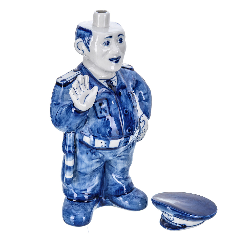 Штоф фарфоровый 1 л «Постовой». Гжель - интернет магазин Русь Велика я фото 3