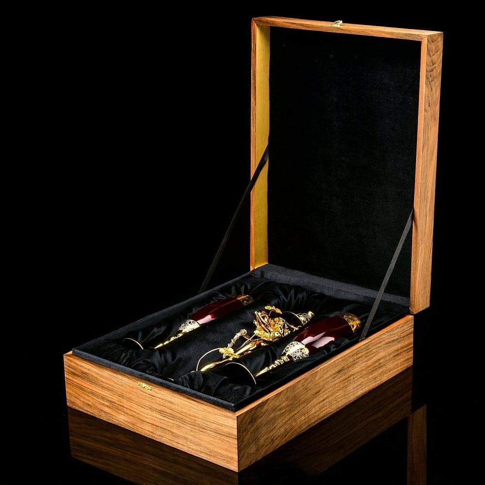 Набор под шампанское «Романтик» (2 бокала, подсвечник) Златоуст - интернет магазин Русь Велика я фото 1