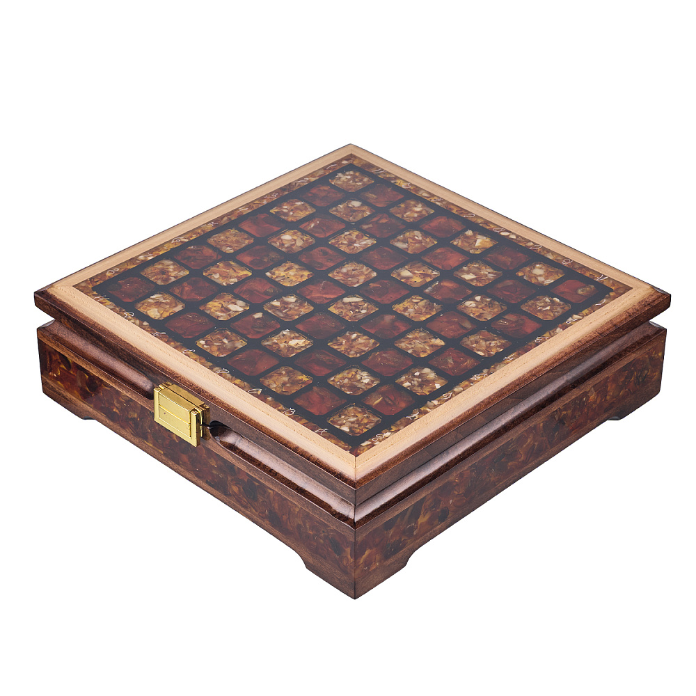 Шахматы с инкрустацией и фигурами из янтаря 28х28 см - интернет магазин Русь Велика я фото 13