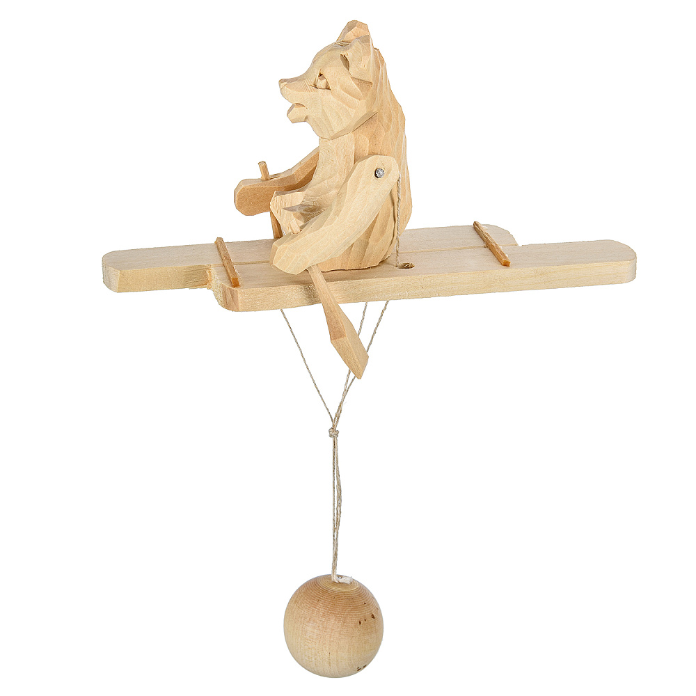 Богородская деревянная игрушка «Медведь на плоту» - интернет магазин Русь Велика я 