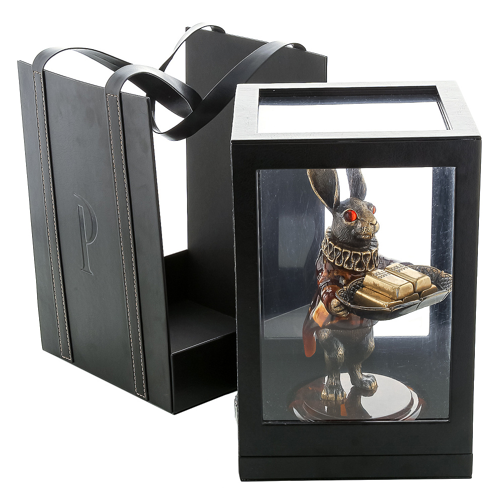 Скульптура из янтаря и бронзы «Кролик. Живи по-царски» - интернет магазин Русь Велика я фото 1