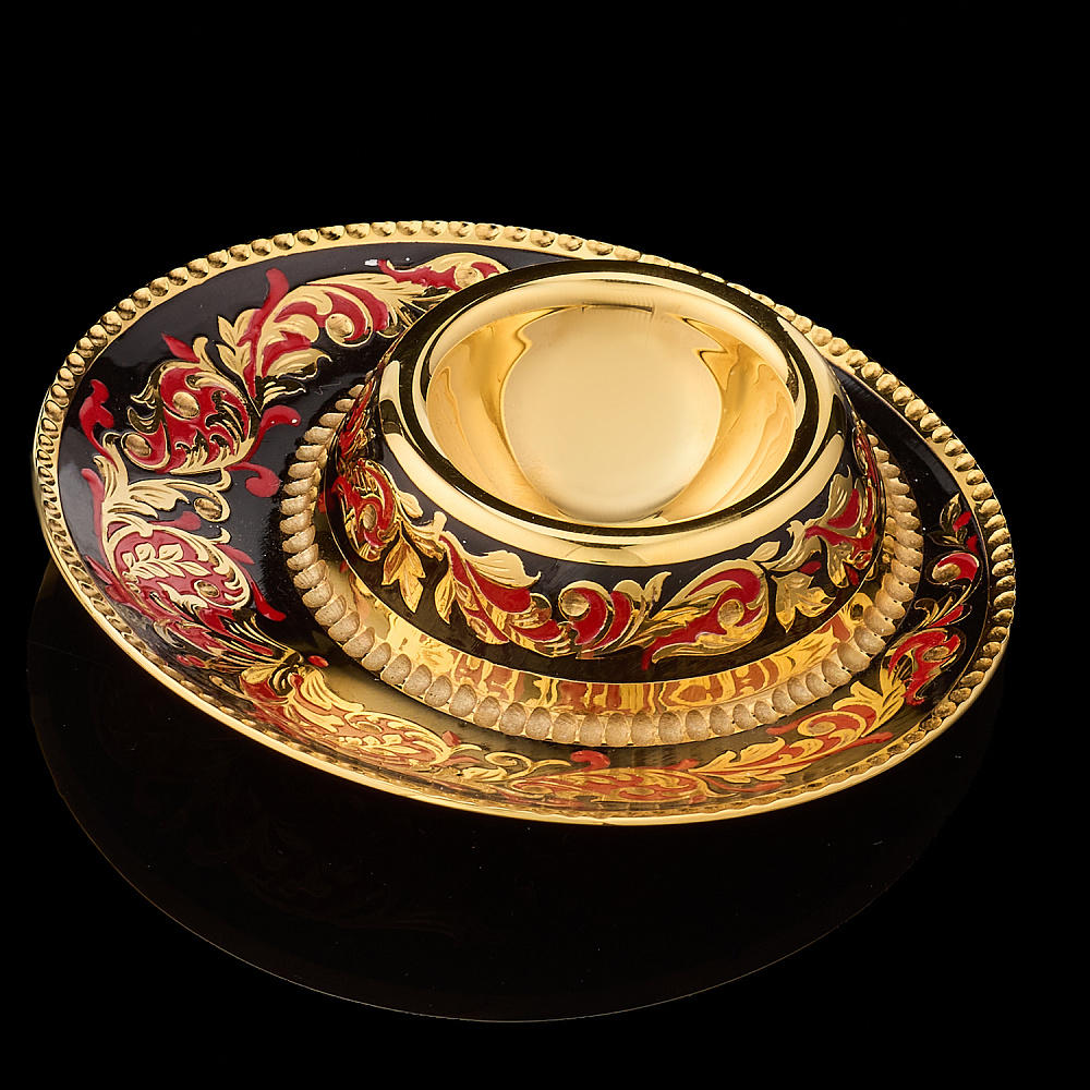 Подставка под яйцо с позолотой и эмалью. Златоуст - интернет магазин Русь Велика я 