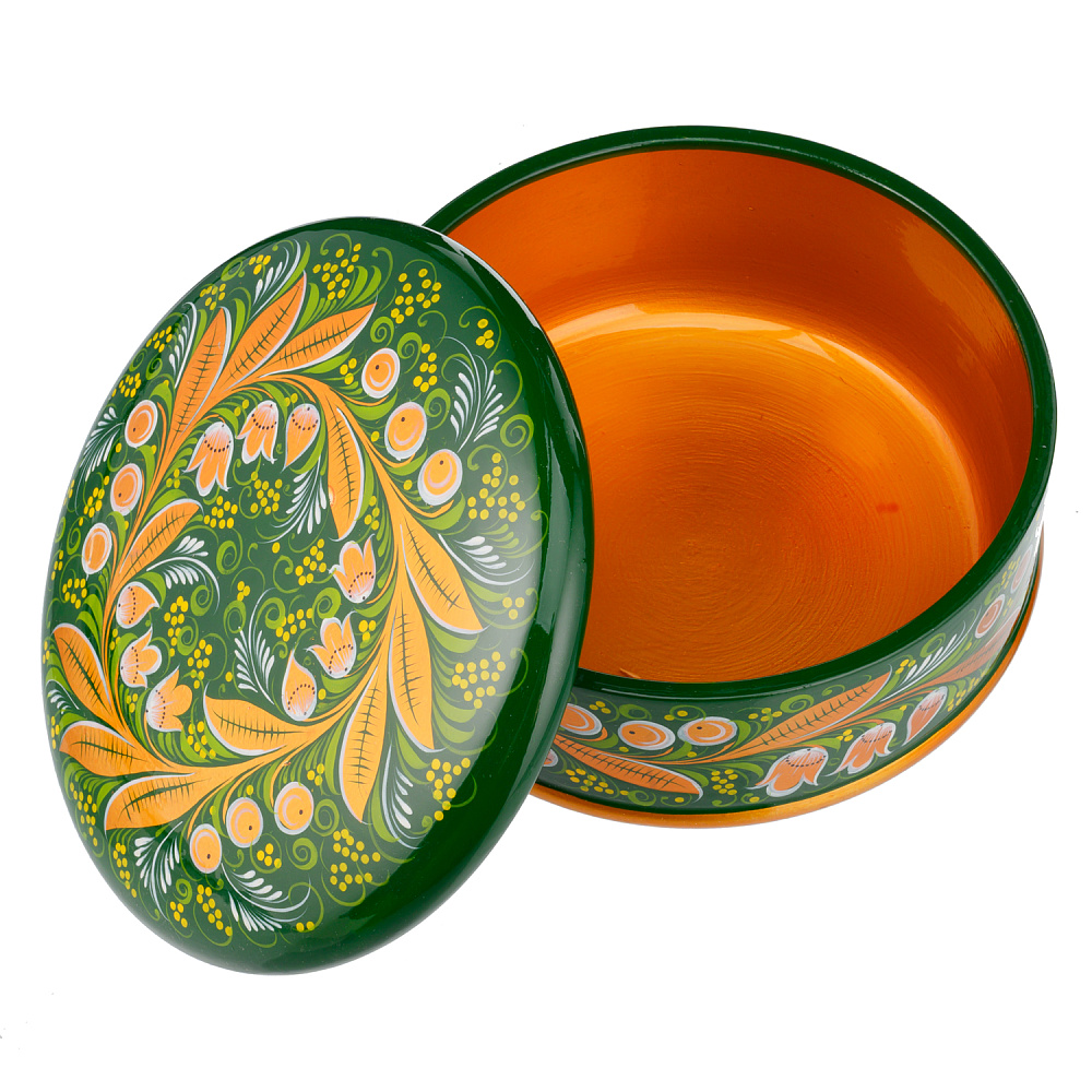 Деревянная круглая шкатулка с росписью «Ландыш». Хохлома - интернет магазин Русь Велика я фото 1