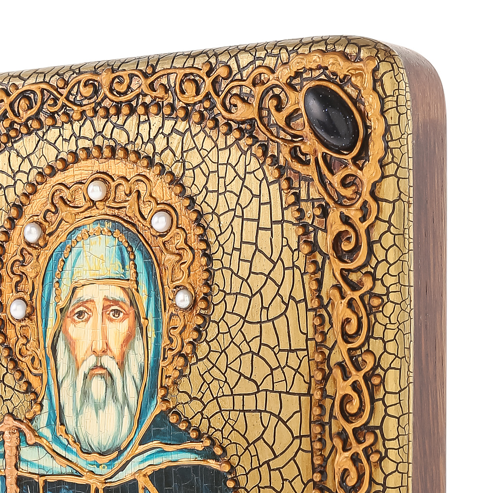 Икона из мореного дуба «Преподобный Антоний Великий» 20х15 см - интернет магазин Русь Велика я фото 4