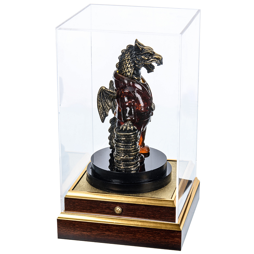 Скульптура из янтаря и бронзы «Дракон предприниматель» - интернет магазин Русь Велика я фото 3