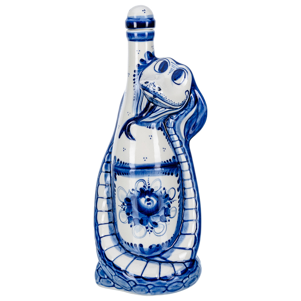 Змея Символ года 2025. Штоф «Змея». Гжель - интернет магазин Русь Велика я 