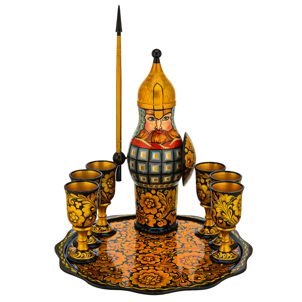 Питейный набор на 6 персон «Богатырь». Хохлома - интернет магазин Русь Велика я 