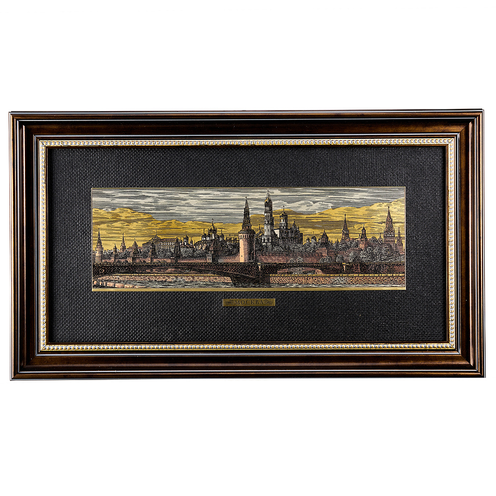 Офорт цветной «Кремль. Большой Москворецкий мост» 27х55 см - интернет магазин Русь Велика я 