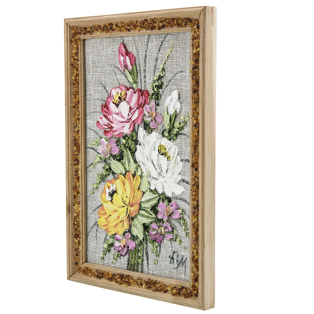 Панно в янтарной раме «Букет цветов» 27х18 см - интернет магазин Русь Велика я фото 1