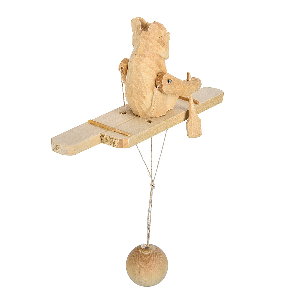 Богородская деревянная игрушка «Медведь на плоту» - интернет магазин Русь Велика я фото 4