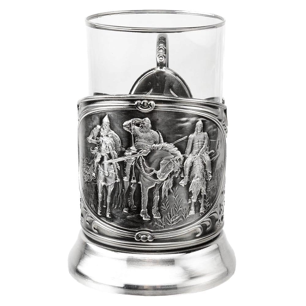 Подстаканник никелированный «Три богатыря» - интернет магазин Русь Велика я 
