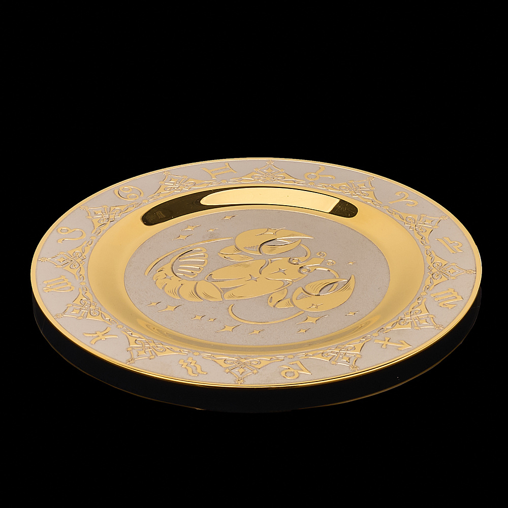 Тарелка декоративная с позолотой «Знак зодиака Рак». Златоуст - интернет магазин Русь Велика я фото 2