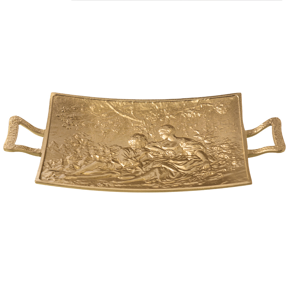 Поднос латунный «Влюбленные» 27х15 см - интернет магазин Русь Велика я фото 3