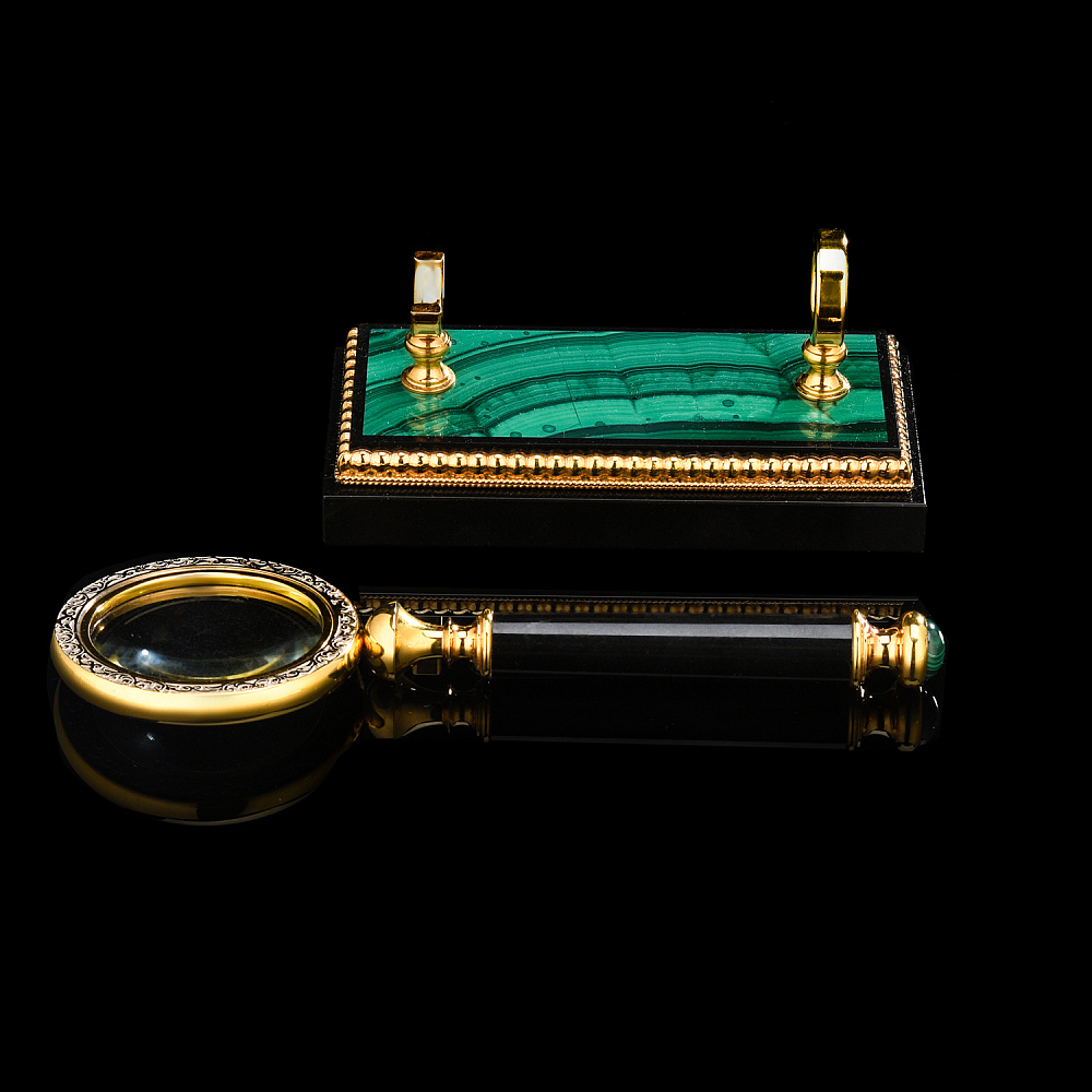 Лупа настольная на подставке из малахита. Златоуст - интернет магазин Русь Велика я фото 2