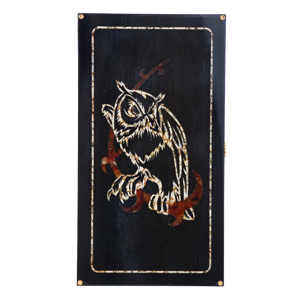 Нарды деревянные с инкрустацией из янтаря «Филин» - интернет магазин Русь Велика я фото 9