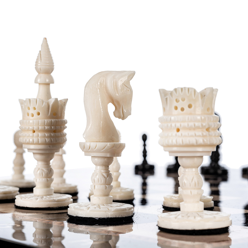 Шахматы с фигурами ручной работы из кости 48х48 см - интернет магазин Русь Велика я фото 4