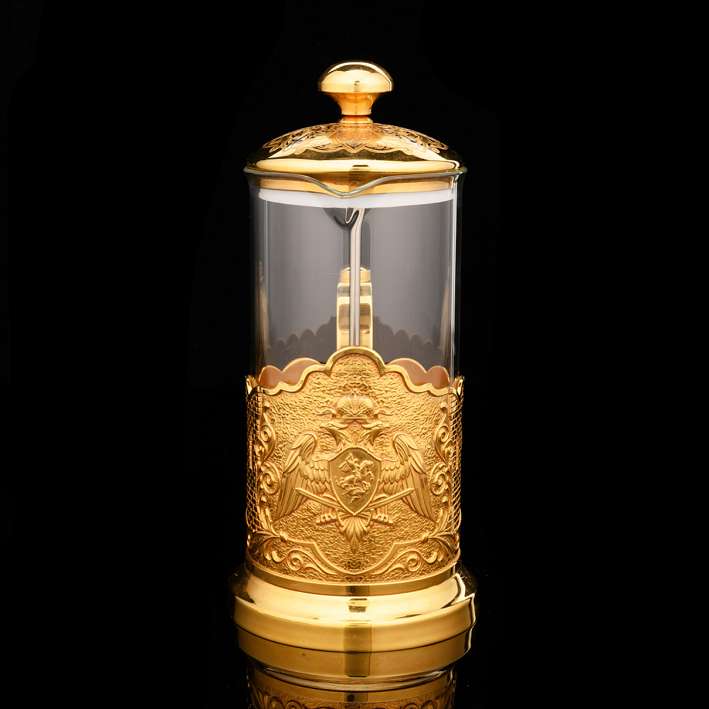 Чайный набор с френч-прессом и подстаканниками «Национальная гвардия РФ». Златоуст - интернет магазин Русь Велика я фото 3