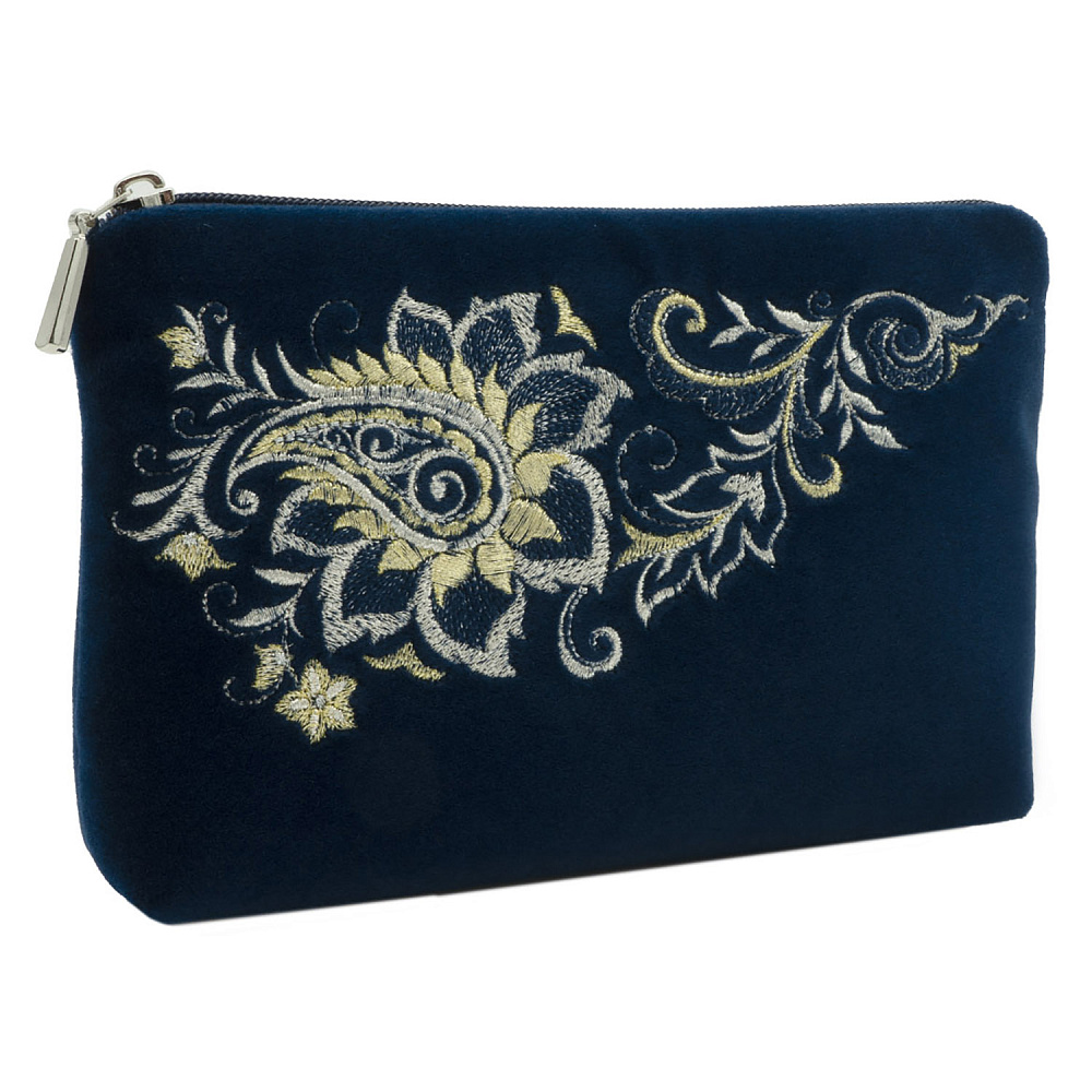 Косметичка «Райский сад». Темно-синяя с вышивкой - интернет магазин Русь Велика я 