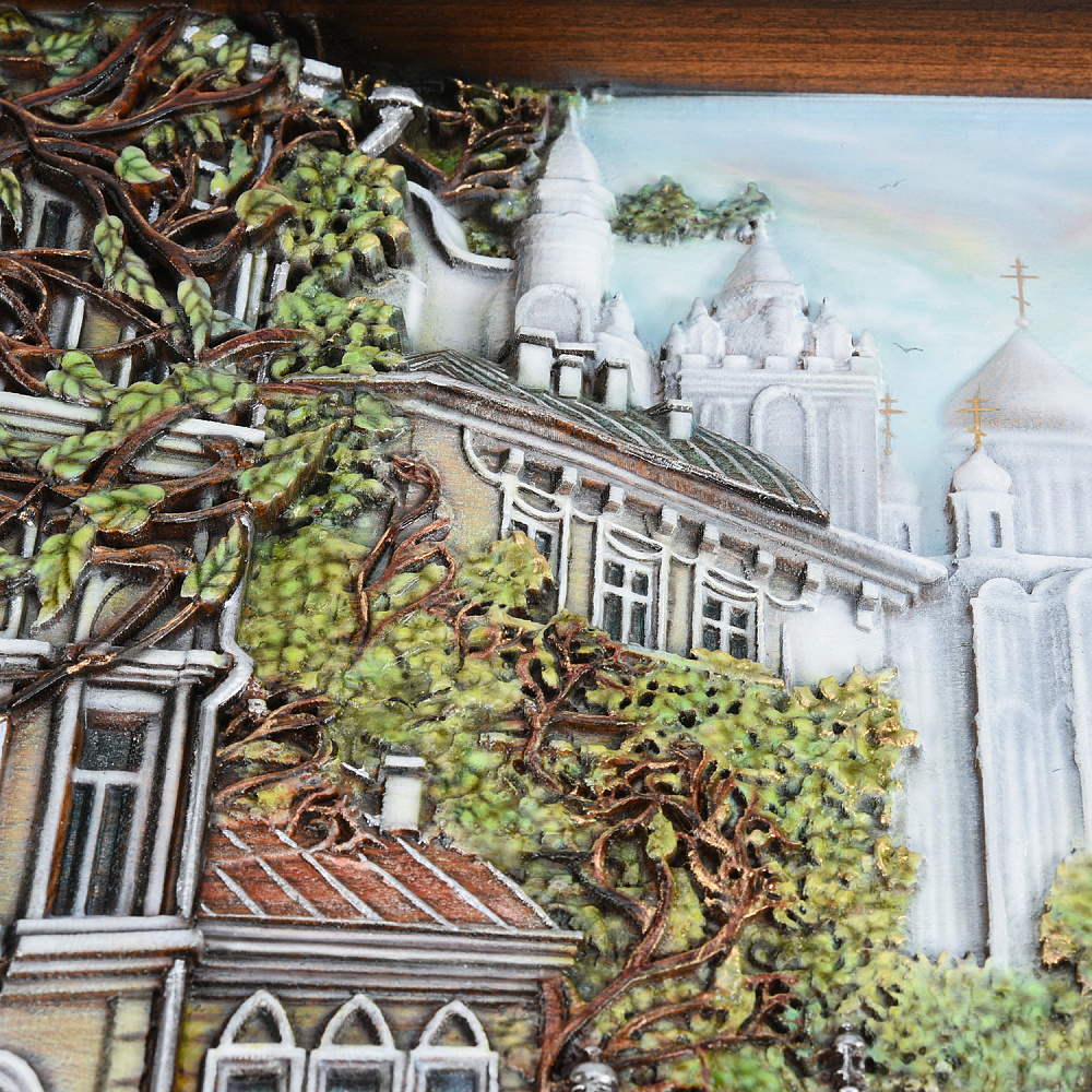 Панно деревянное резное «Город» 45х38 см - интернет магазин Русь Велика я фото 2