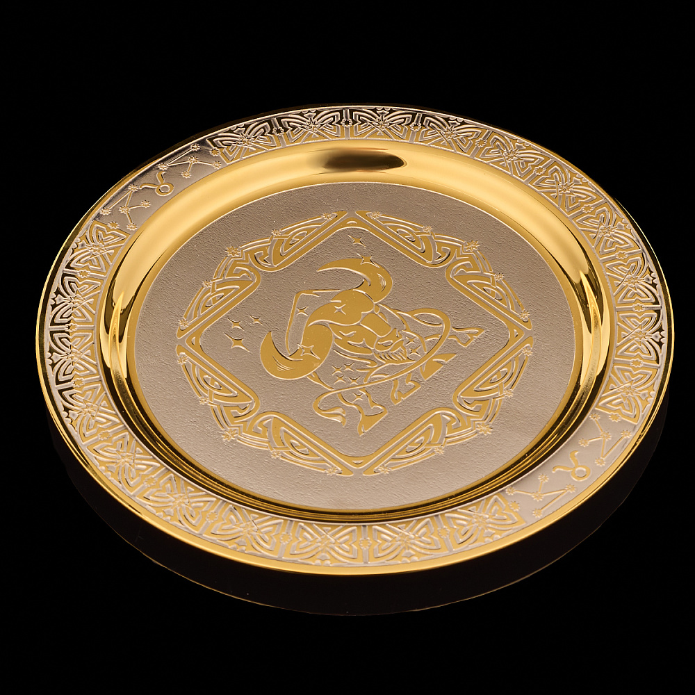 Тарелка декоративная с позолотой «Знак зодиака Телец». Златоуст - интернет магазин Русь Велика я фото 3