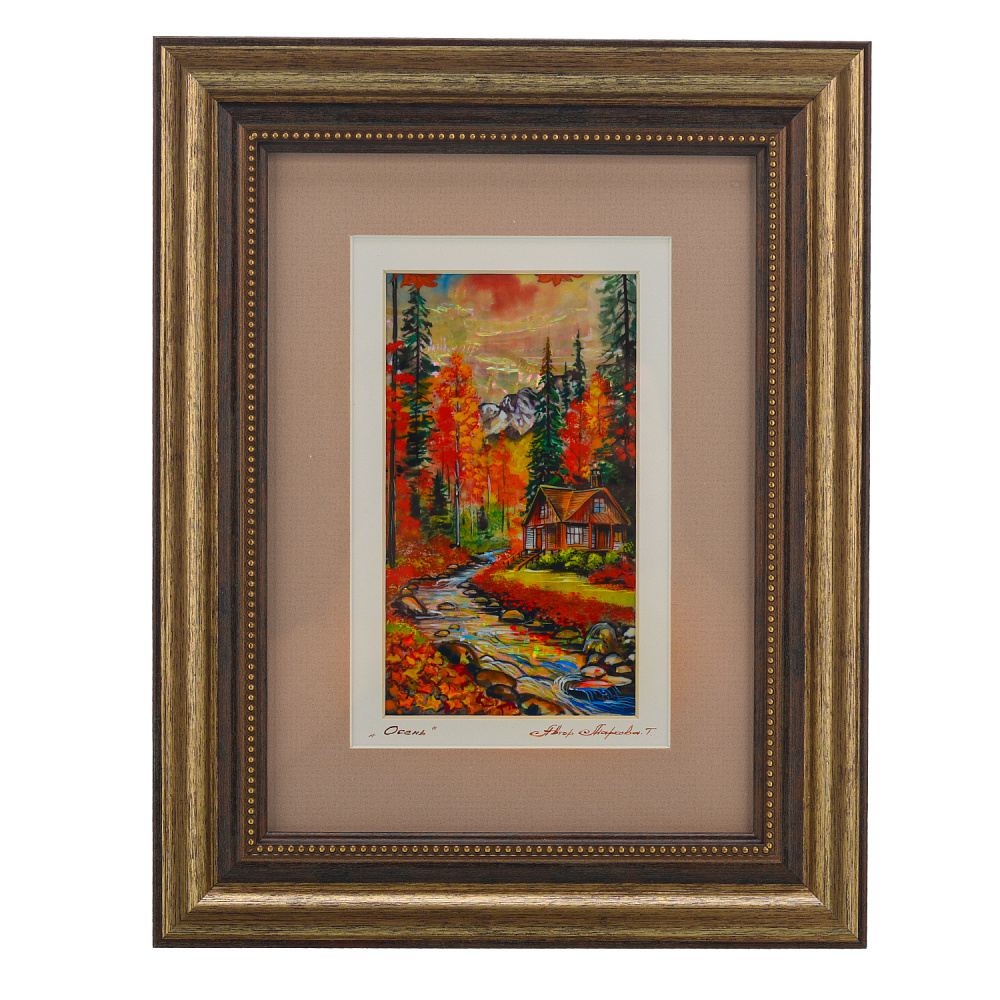 Картина на перламутре «Осень. Дом» 28х22 см - интернет магазин Русь Велика я 