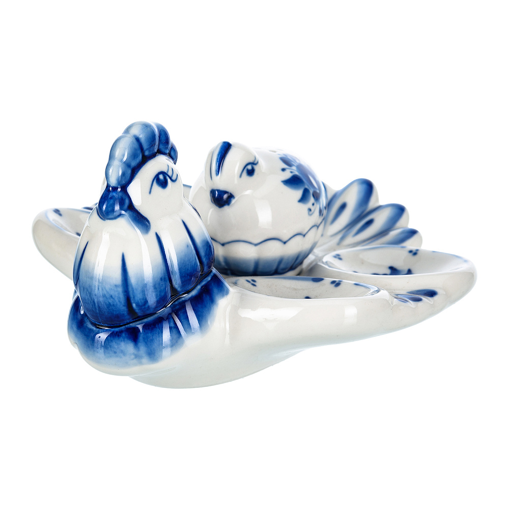 Пасхальница с солонкой «Петушок». Гжель - интернет магазин Русь Велика я фото 5