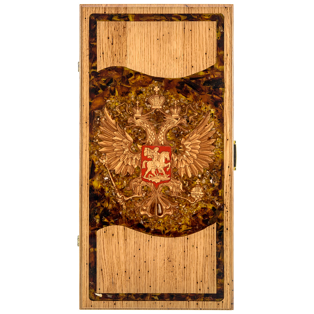 Нарды янтарные «Герб РФ» 46х26 см - интернет магазин Русь Велика я фото 2