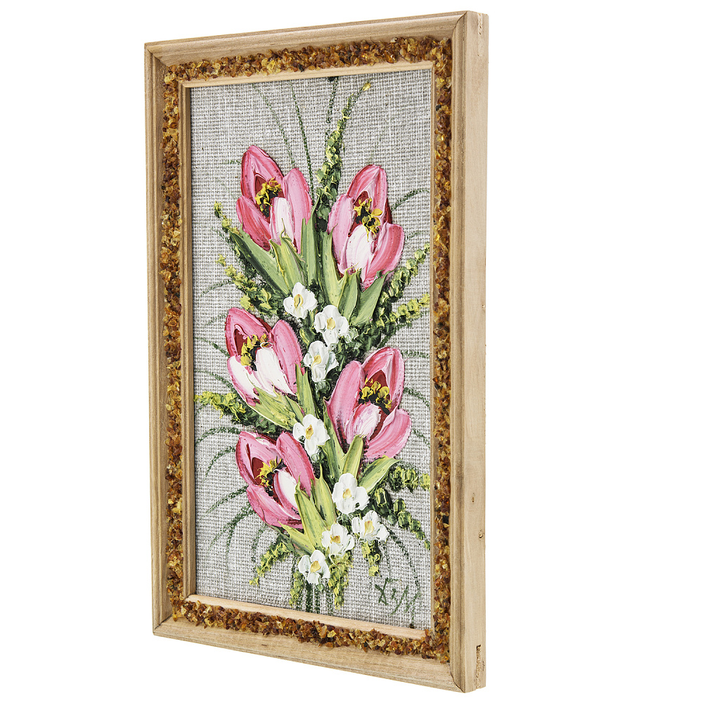 Панно в янтарной раме «Букет цветов» 27х18 см - интернет магазин Русь Велика я фото 1