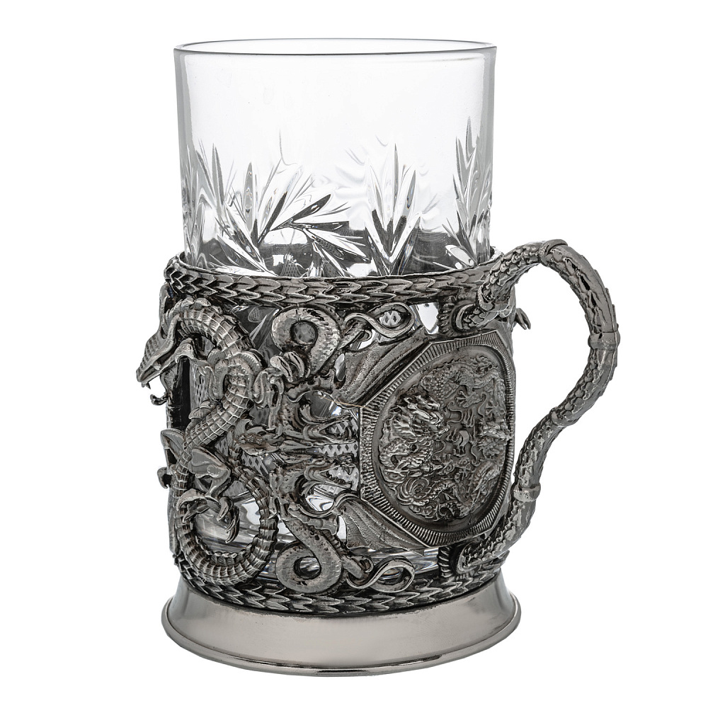 Подстаканник никелированный «Дракон» - интернет магазин Русь Велика я фото 1