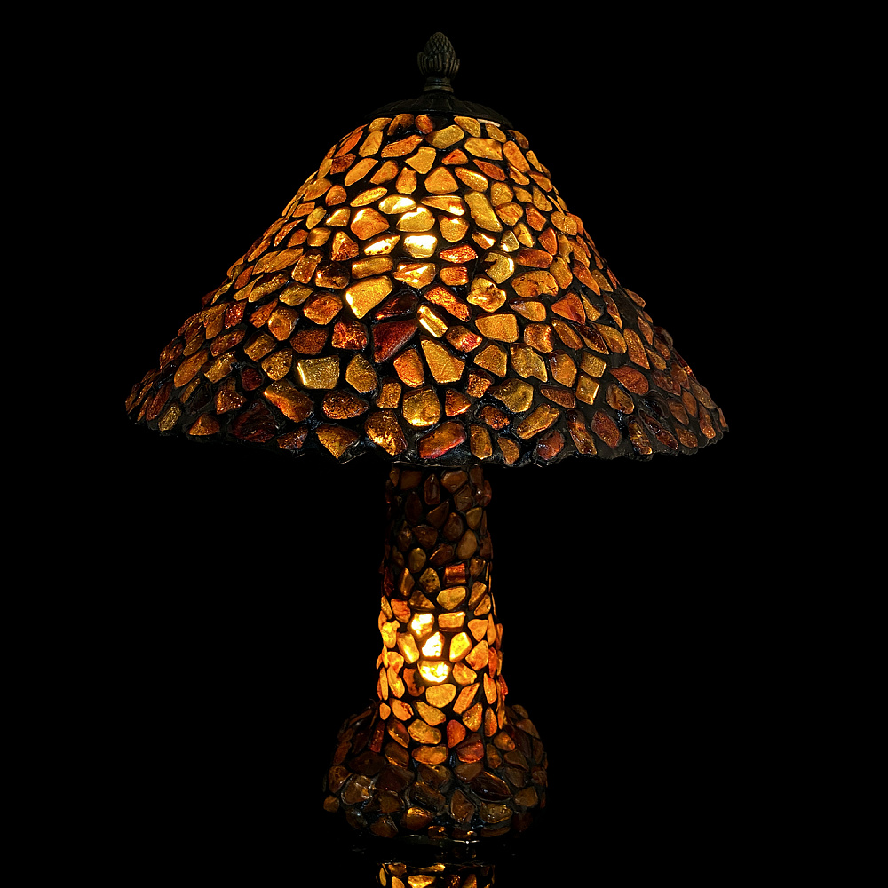 Комплект из двух настольных ламп из янтаря и бронзы «Зонтик» - интернет магазин Русь Велика я фото 1