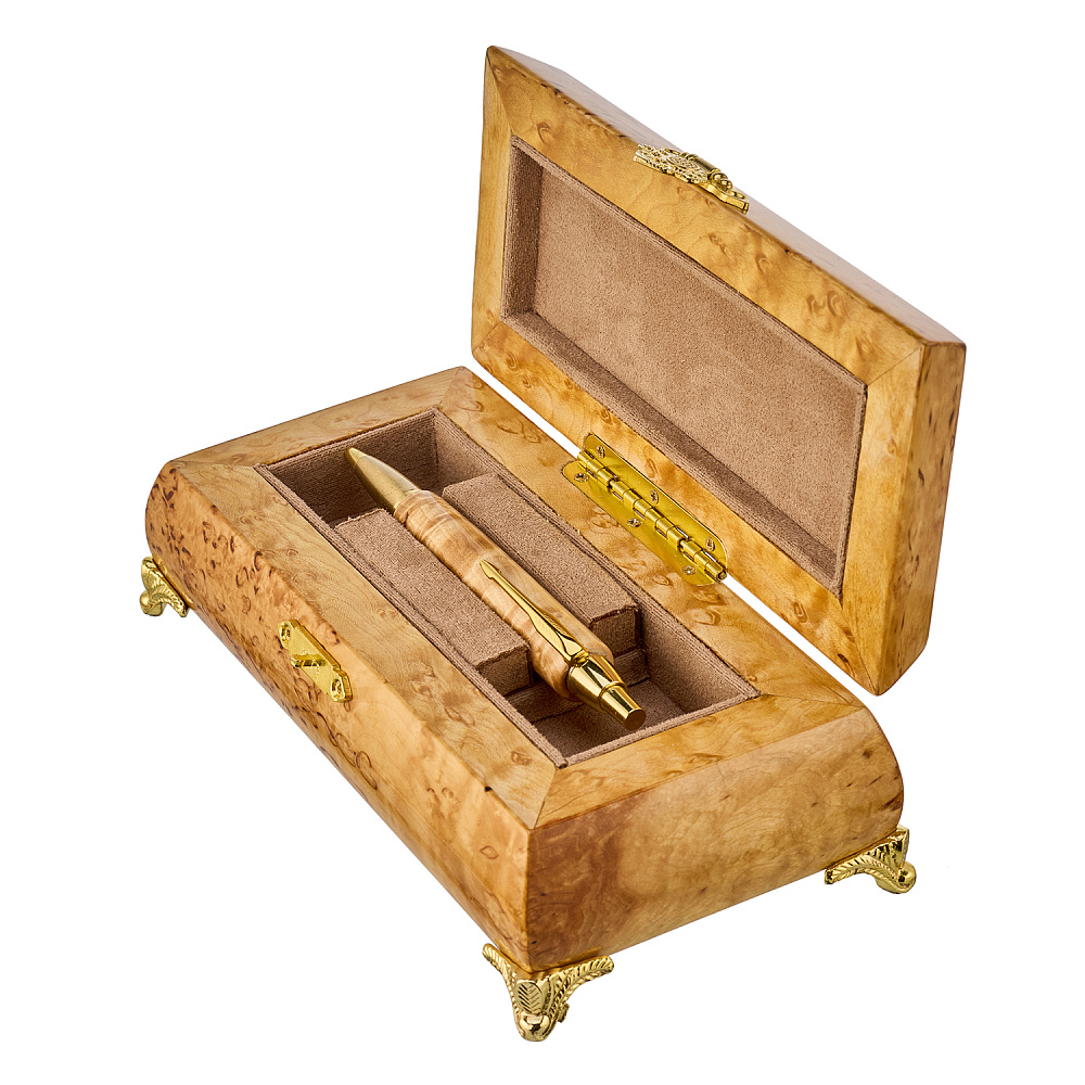 Ручка в шкатулке из карельской березы с малахитом - интернет магазин Русь Велика я фото 3