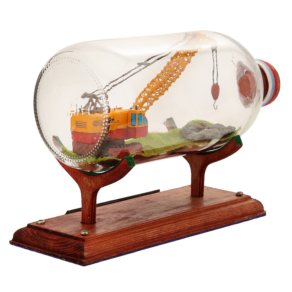 Модель в бутылке «Строительный гусеничный кран» - интернет магазин Русь Велика я фото 3